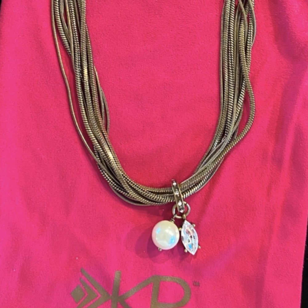 Silpada "Dreamy Details" Necklace  glass pearl - Swarovski crystal  - brass